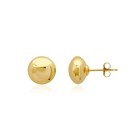 Solid 14k Yellow Gold Half Button Earrings With Gold Butterfly Back 4mm-8mm