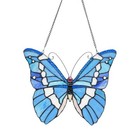 Tiffany Style Stained Glass Window Panel Suncatcher Butterfly Design 13 5 w