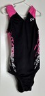 Gk Elite Cm Gymnastics Leotard Child Medium M Black Pink White V Neck