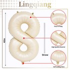 Beige 18 Birthday Balloons Number  40 Inch Large Cream Foil 1  8 Balloon