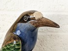 Vintage Majolica Earthenware Bird Figurine With Asian Mark