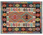 Hand Knotted Afghan Chobi Kilim Wool Area Rug By Afghan Artisan 168x129cm