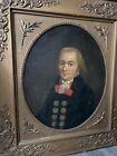 Antique Oil On Canvas Portrait Of A French Gentleman Carved Giltwood Frame