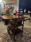 Vintage Wooden Bar   Tea Cart     Drop Leaf Sides removable Tray  Drawer rolling