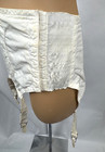 Vintage Girdle Garters White Belt Metal Clip  Embroidered Open Bottom