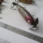 Fishing Lure Unknown 4     Wood Flat Side Minnow Brown  Glitter