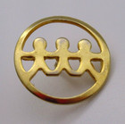 Vintage United Way Pin E a  Adams Gold Tone Three People Holding Hands Lapel