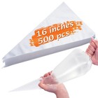 500 Pcs 16 Inch Disposable Piping Bags For Baking  Icing   Cake Decorating