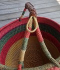 Woven African Bolga Ghana Market Basket X Large Leather Handle