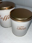 Vintage Mcm Decoware Canister Set Set Of 4 Flour Sugar Coffee Tea Kitchen Ware