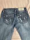 Miss Me Jeans Womens 25 Blue Distressed Denim Stretch Mid Rise Easy Ankle Skinny