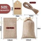 30pcs Premium Burlap Gift Bags With Drawstring And 30pcs Gift Tags   String  3x4