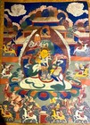 Tibetan Buddhist Thangka Painting  Hand Painted On Cloth With Silk Border  29x42