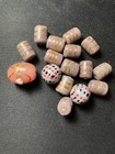 16 Glass Beads - Handmade Indian Rare  b30  Swirl Fancy