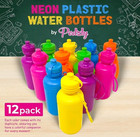 Customizable Neon Water Bottles - 12 Pack 18 Oz Squeeze For Kids  Parties