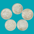 Barber Half Dollars 1892-1907 - Lot Of 5 Uncirculated Mixed Dates Au bu Coins