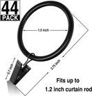 44pcs Curtain Rings With Clips Hooks 1 5 Inch Rustproof Matte Metal Stainless St