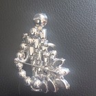 Eisenberg Signed Art Deco Style Silver Tone Clear Rhinestone Brooch Pin