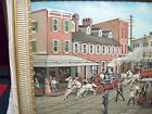 Vintage Oil Painting Turn Of Century Folk Art Baltimore Street Car Fire Wagons