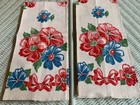 Pair 2 Vintage Kitchen Cotton linen Towels  Wonderful Condition Strong Colors 