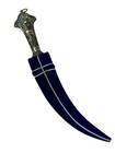 Indo Persian Silver Kofthgiri Work Unsharp Damascus Steel Blade Sikh Kripan 15   