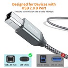 2pk Usb B To Usb C Printer Cable 6 6ft Nylon Braided For Macbook Hp Canon Yamaha