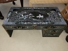 Vintage Chinese Black Lacquer Inlaid Mother Of Pearl Coffee Table mini Desk