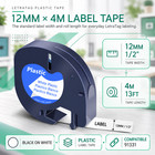 For Dymo Letratag 200b Lt-100h 91331 Black On White Plastic Label Tape 13 1 Feet