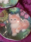 Vintage Set Of Two Celluloid And Acrylic Wavy Kitty And Puppy Plates