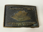 Vintage Brass Belt Buckle Thomas A  Edison Speaking Phonograph 1877 Rare Menlo
