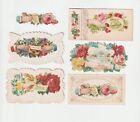 C1890 Lot 6 Victorian Floral Valentine Card Paper Scrap Scrapbook Antique Silk