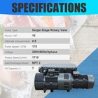 220v 3phase 10hp 175cfm Single Stage Oil Sealed Rotary Vane Vacuum Pump 7l Npt2