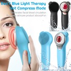 Sonic Facial Cleansing Brush Red Light Hot Exfoliating Electric Face Scrubber