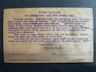 1904 St Louis Worlds Fair Cupples Wooden Postcard I Am From Miss Zoory Purple In