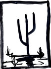 Original Minimalist 9x12 Acrylic Landscape Painting Black White Paper Signed Art