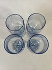 Vintage Libbey Set Of 4 Misty Blue Swirl Footed Wine  Water Glasses 6 3 8 