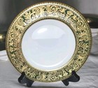 Wedgwood Florentine Green   Gold Peony 4 Cups 2 Plate   Saucers Dragons