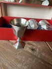 Vintage Leonard Pewter Cordial Goblets Set Of 4 W Box Japan Mid Century