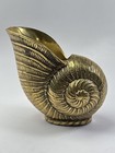 Vintage Mcm Brass Sea Shell Planter Bowl Dish Decor Beach 4 5  X 5  Nautilus