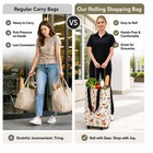 Rolling Shopping Tote Bag With Wheels Foldable Grocery Cart Laundry Travel Bag L