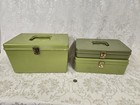 Lot Of 3 Vintage Plastic Wil-hold Wilson Green Sewing Thread Box Cases W thread
