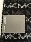 Michael Kors Women s 2-piece Knit Hat   Scarf Set Logo Stripe Black gray white