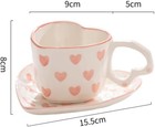 Heart Shaped Ceramic Coffee Mug Set With Saucer  Tea Cup  Breakfast Cup