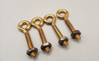 Plain Antique Brass Plated Eye Bolts With Nuts For Bail Pull Mounting Lot Of 4