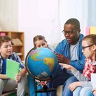 World Globe Earth Ocean Rotating World Map Geography W  Stand Desk 13  