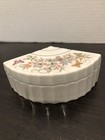 Vintage Trinket Jewelry Box Fan Shaped Avon Butterfly Fantasy Floral  3 Inches