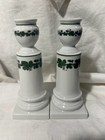 Pair Meissen Porcelain Hand Painted 6   candlesticks Green Ivy Vine 1st Quality