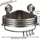 2-tier Corner Shower Caddy Shelf Bathroom Corner Bath Storage Holder With 8-hook