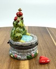 Porcelain Hinged Trinket Box Frog Prince Heart Two Frogs Love