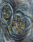Vintage Mcm Abstract Swirls Geometric Oil Painting Mid Century Modern Art 60s